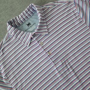 Desert Dunes Mens XL Polo Shirt Blue Red White Striped Cotton Stretch UQ9E36PS15